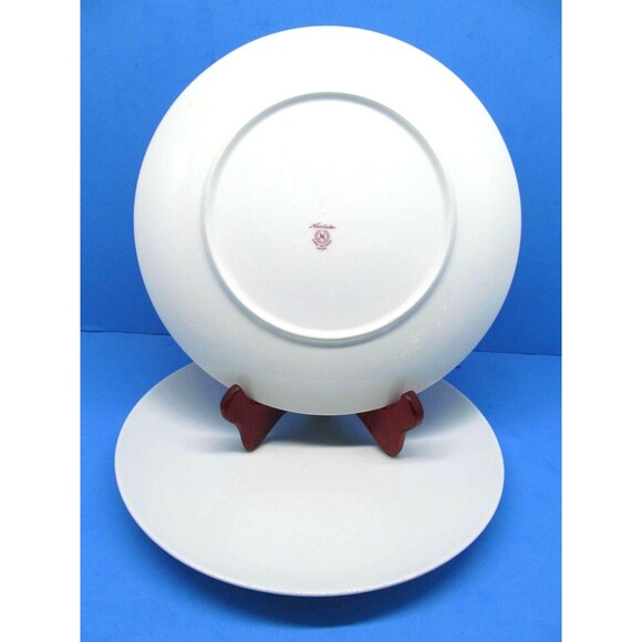 Noritake Nippon Toki Kaisha Japan White Coupe 10 .5" Dinner Plates Set of 2 - Picture 8 of 12